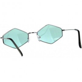 Rectangular Hippie Groovy Diamond Pimp Metal Rim Sunglasses - Silver Green - CT180UIQX3N $13.56