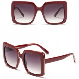 Oversized Oversized Square Sunglasses Women Fashion Sun Glasses Women Gift - Burgundy - CT18O3Q42GD $12.74