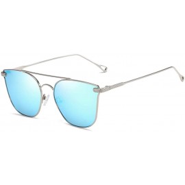 Oval Women Sunglasses Retro Gold Grey Drive Holiday Oval Non-Polarized UV400 - Blue - CP18R83GOXT $9.82