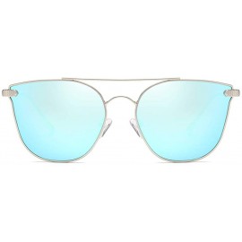 Oval Women Sunglasses Retro Gold Grey Drive Holiday Oval Non-Polarized UV400 - Blue - CP18R83GOXT $9.82