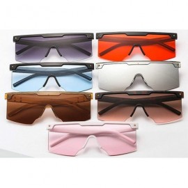 Square Fashion Oversized Sunglasses Glasses Sunglass - Silver - C918XDUXGQ6 $10.99