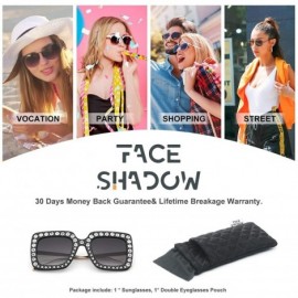 Oversized Square Rhinestone Oversized Sunglasses Metal Frame Retro Bling Sun glasses for Women - Black - CP18WNEI33R $13.73