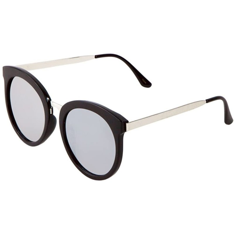 Round Women Round Sunglasses Mod Metal Temple Flat Mirror Lens - CN18Y7T63W2 $8.07