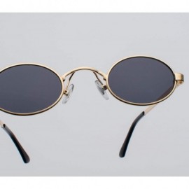 Round Tiny Oval Sunglasses Men Small Frame Vintage Women Sun Glasses Retro Round Decoration - Black With Yellow - C9198AH0ND8...