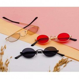 Round Tiny Oval Sunglasses Men Small Frame Vintage Women Sun Glasses Retro Round Decoration - Black With Yellow - C9198AH0ND8...