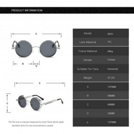 Goggle 2020 Metal Steampunk Sunglasses Men Women Fashion Round Glasses Vintage UV400 Eyewear - Silver Frame Silver - C6198AH8...