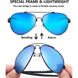 Aviator Polarized Blue Aviator Sunglasses for Women-Men Black Sunshade-UV400 Protection - Blue - CQ18IL8DWLI $12.70