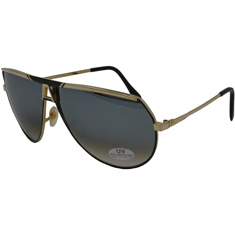 Sport Vintage Aviator Style Men's and Women's Metal Frame Sunglasses- 70's and 80's Era - Black With Gold - CC18YC4H67A $17.75