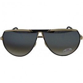 Sport Vintage Aviator Style Men's and Women's Metal Frame Sunglasses- 70's and 80's Era - Black With Gold - CC18YC4H67A $17.75