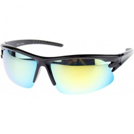 Sport Mens Mirrored Mirror Baseball Half Rim Plastic Sports Sunglasses Black Yellow - CY11OJ9AD4H $12.20