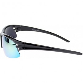 Sport Mens Mirrored Mirror Baseball Half Rim Plastic Sports Sunglasses Black Yellow - CY11OJ9AD4H $12.20