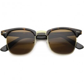 Wayfarer Half Frame Semi-Rimless Horn Rimmed Sunglasses - Classic Series - Tortoise / Brown - C711FPGIJ95 $11.56