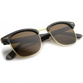 Wayfarer Half Frame Semi-Rimless Horn Rimmed Sunglasses - Classic Series - Tortoise / Brown - C711FPGIJ95 $11.56