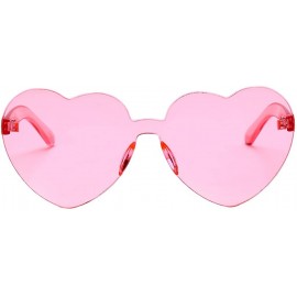 Sport Women Rimless Sunglasses Mirror Candy Color Integrated Transparent Eyewear - Pink - C719357TECL $14.69