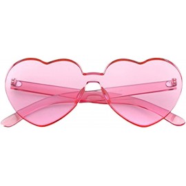 Sport Women Rimless Sunglasses Mirror Candy Color Integrated Transparent Eyewear - Pink - C719357TECL $14.69