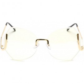 Rimless Women's Rimless Gold Sunglasses Curved Metal Arms Square Oversized Glasses - Clear With Gold Hint - CA18EOM7NM3 $8.44