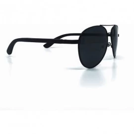 Aviator Wooboo Bamboo and Metal Aviator Sunglasses - Unisex Polarized - Black Frame - CX18YDZTHIE $37.35