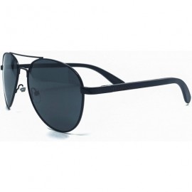 Aviator Wooboo Bamboo and Metal Aviator Sunglasses - Unisex Polarized - Black Frame - CX18YDZTHIE $37.35