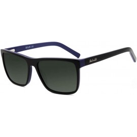 Square Men big shape polarized UV400 protection brand sunglasses leisure design - Black/Blue - CI186UAZDAA $25.37