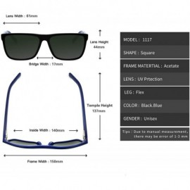 Square Men big shape polarized UV400 protection brand sunglasses leisure design - Black/Blue - CI186UAZDAA $25.37