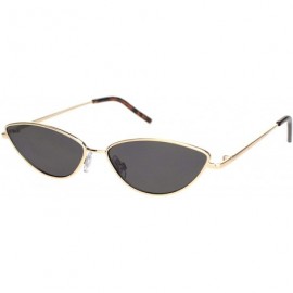 Cat Eye Womens Vintage Style Narrow Metal Rim Cat Eye Sunglasses - Gold Black - CK18N8Z3ZAT $15.07