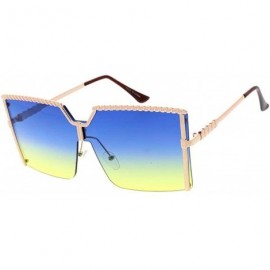 Aviator Square Candy Lens 80s Retro Fashion Aviator Sunglasses - Blue - CL18UTATZX9 $13.07