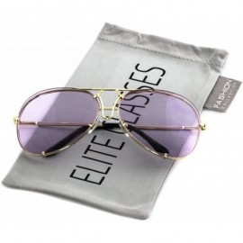 Oversized OVERSIZED"Posche" Classic Aviator Flat Top Metal Frame Women Sunglasses - Gold Frame / Purple Lens - CI182T796KE $8.42