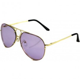 Oversized OVERSIZED"Posche" Classic Aviator Flat Top Metal Frame Women Sunglasses - Gold Frame / Purple Lens - CI182T796KE $8.42