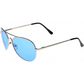 Aviator Vintage Classic Fashion Aviator Sunglasses Tri-Layer UV400 Unisex - Sport Frame Silver/Transparent Blue Lens - CR123I...