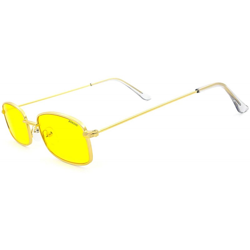 Oversized New Fashion Trend Vintage Rectangular Small Sunglasses for Men and Women - Golden Frame Yellow Lens - C718R23X08E $...