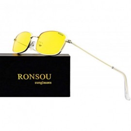 Oversized New Fashion Trend Vintage Rectangular Small Sunglasses for Men and Women - Golden Frame Yellow Lens - C718R23X08E $...