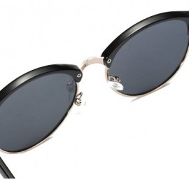 Round Classic Polarized sunglasses Men Women rivets Fashion round Driving sun glasses - Black/Silver - C81854HKLND $12.27