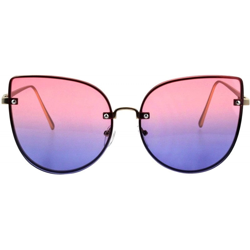 Round Foxy Round Cateye Butterfly Sunglasses Womens Fashion Ombre Color Lens - Gold (Pink Blue) - CK18HYAY50E $10.65