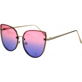 Round Foxy Round Cateye Butterfly Sunglasses Womens Fashion Ombre Color Lens - Gold (Pink Blue) - CK18HYAY50E $10.65