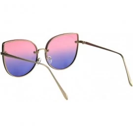 Round Foxy Round Cateye Butterfly Sunglasses Womens Fashion Ombre Color Lens - Gold (Pink Blue) - CK18HYAY50E $10.65