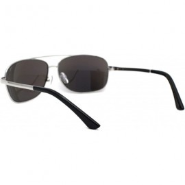 Rectangular Mens Rectangular Pilots Style Metal Rim Sunglasses - Silver Blue Mirror - CJ19624SQ3T $9.53