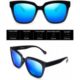 Rectangular Vintage Square Sunglasses for Men Women Polarized UV Protection Acetate Frame Sunglass - Black Frame Blue Lens - ...