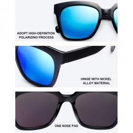 Rectangular Vintage Square Sunglasses for Men Women Polarized UV Protection Acetate Frame Sunglass - Black Frame Blue Lens - ...