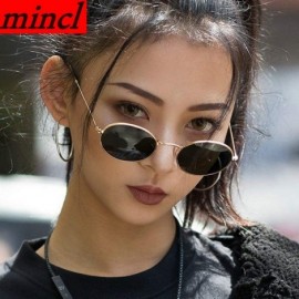 Oval 2019 Women's Fine Frame Oval Mirror Metal Sunglasses Retro Brand Designer Polarized Sunglasses UV400 - Gold Black - CY19...