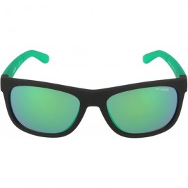 Square An4206 Fire Drill Lite Square Sunglasses Rectangular - Fuzzy Black/Light Green Mirror Green - C211UG97G8B $43.51