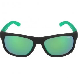 Square An4206 Fire Drill Lite Square Sunglasses Rectangular - Fuzzy Black/Light Green Mirror Green - C211UG97G8B $43.51