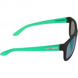 Square An4206 Fire Drill Lite Square Sunglasses Rectangular - Fuzzy Black/Light Green Mirror Green - C211UG97G8B $43.51