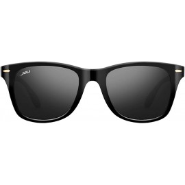 Sport Mens Womens Fashion Wood Bamboo Printed Wrap 52MM Sunglasses 4195WN - Black/Black - C412JTJBMBZ $13.16