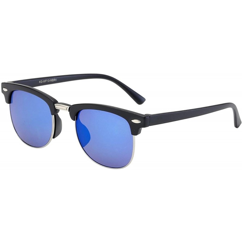 Square Pouch Retro Rewind Juniors Half Frame Square Colored Mirror Sunglasses - CV18RXYCXU5 $11.78