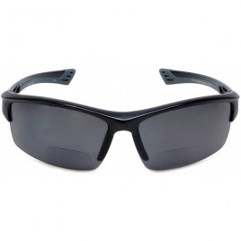 Rimless 472BF Polarized Bi-Focal Sport Reading Sunglasses in Black or Tortoise - Black / Grey Lens - CF110I51SS7 $40.63