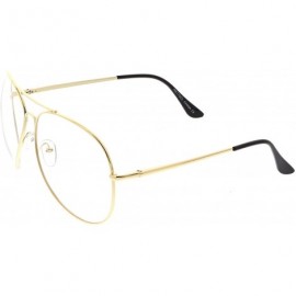 Aviator Classic Oversize Metal Double Crossbar Teardrop Clear Lens Aviator Eyeglasses 63mm - Gold / Clear - C7182H0R56H $8.71