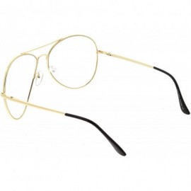 Aviator Classic Oversize Metal Double Crossbar Teardrop Clear Lens Aviator Eyeglasses 63mm - Gold / Clear - C7182H0R56H $8.71