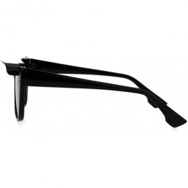 Rectangular Top Visor Shade Rectangular Plastic Racer Retro Funk Sunglasses - Black Silver Mirror - CU18I4H7KLA $10.55