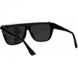 Rectangular Top Visor Shade Rectangular Plastic Racer Retro Funk Sunglasses - Black Silver Mirror - CU18I4H7KLA $10.55