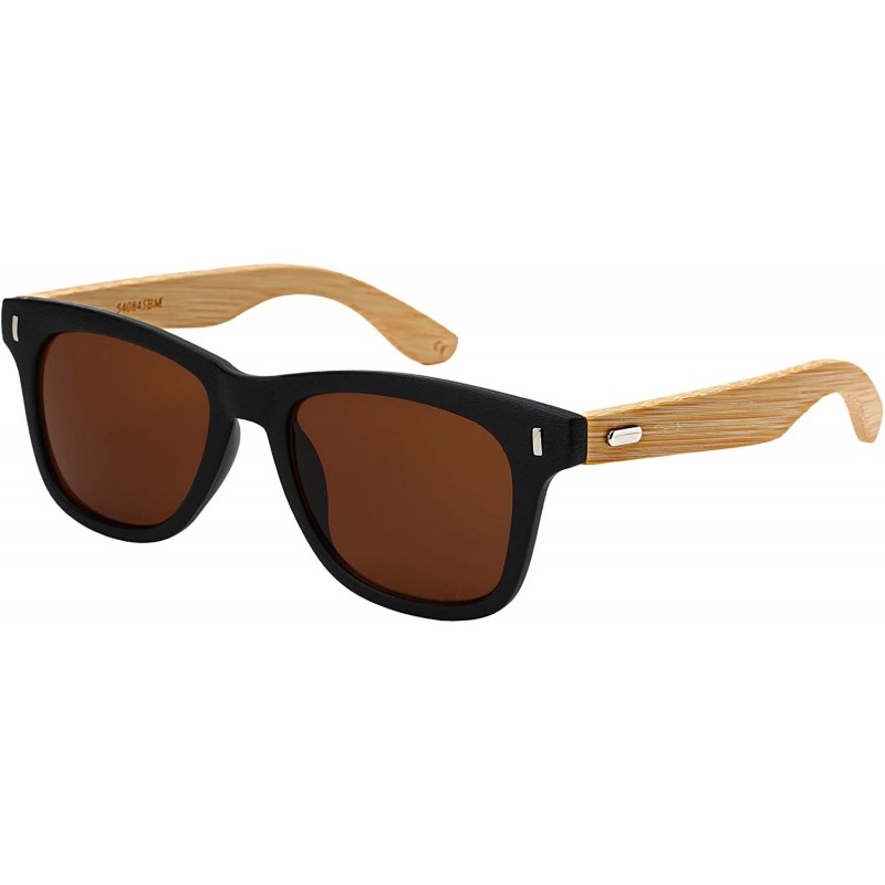 Wayfarer Classic Genuine Horned Rim Bamboo Sunglass 540845BM-SD - Matte Black/Brown Lens - CT18203ANXS $10.55